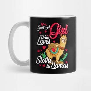 Cute Just A Girl Who Loves Sloths & Llamas Mug